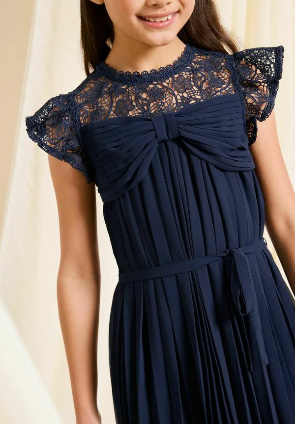 Платье повседневное, прямого кроя, с бантом на кокетке и складками. Lipsy, Navy Blue — фото 4