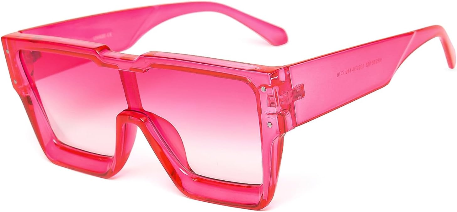 

Солнцезащитные очки KENBO большого размера для женщин и мужчин, модные квадратные солнцезащитные очки с цельными линзами, большие солнцезащитные очки, Pink Frame - Gradiant Pink Lens