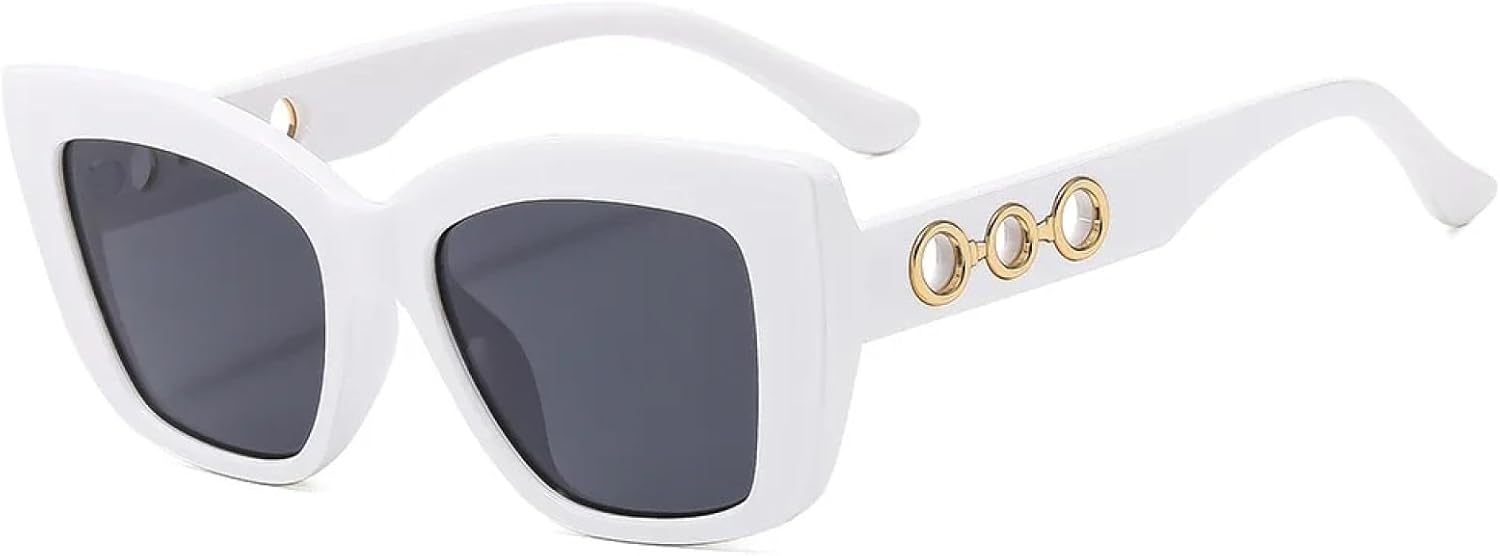 

Солнцезащитные очки с защитой от УФ-излучения UV400 | Черные линзы "кошачий глаз" | для женщин и мужчин, для занятий спортом на открытом воздухе и вождения DSVIGF, White