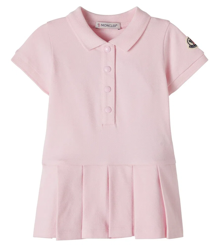Детское поло из хлопковой смеси пике Moncler Enfant, розовый