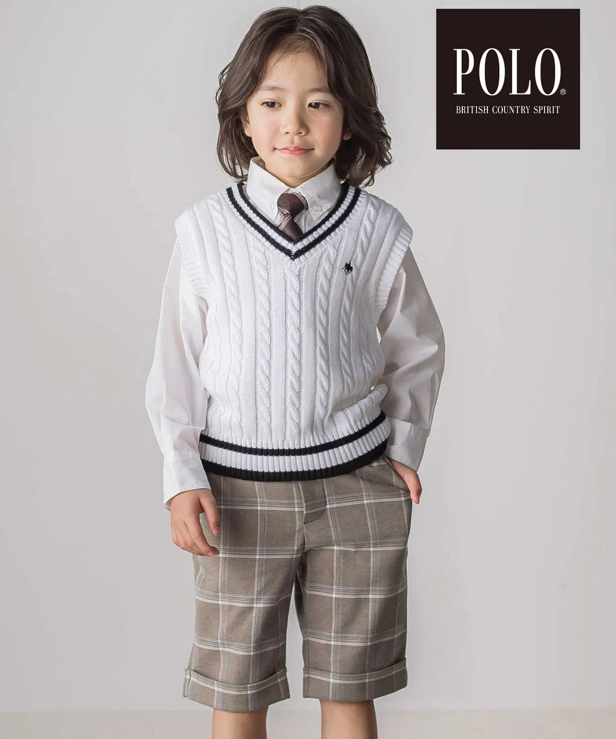 Детский трикотажный жилет POLO BCS × SLAP SLIP, офф-белый — фото 3