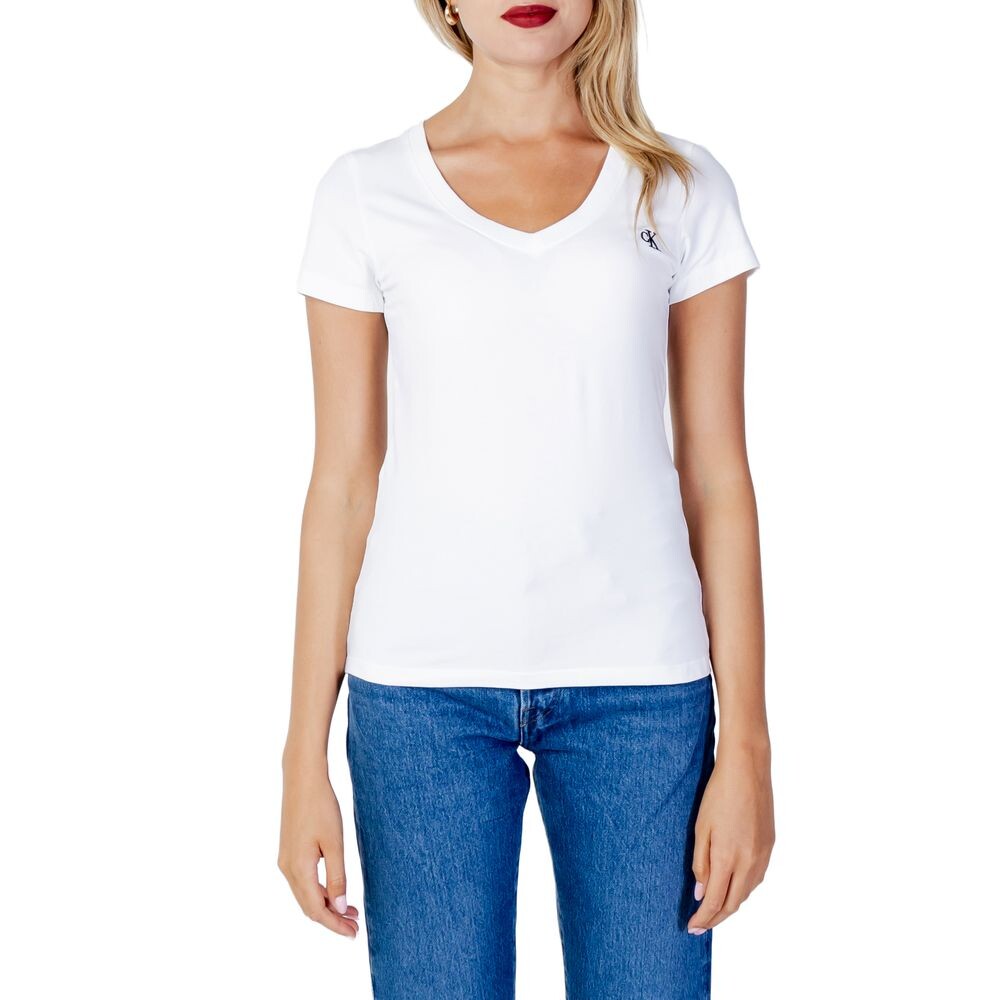 

Белые хлопковые топ и футболка Calvin Klein Jeans