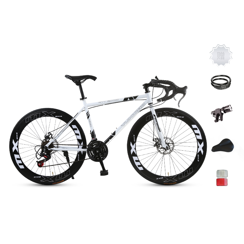 

Шоссейный велосипед с дисковыми тормозами из высокоуглеродистой стали для активного отдыха ICOLOUR, белый/черный