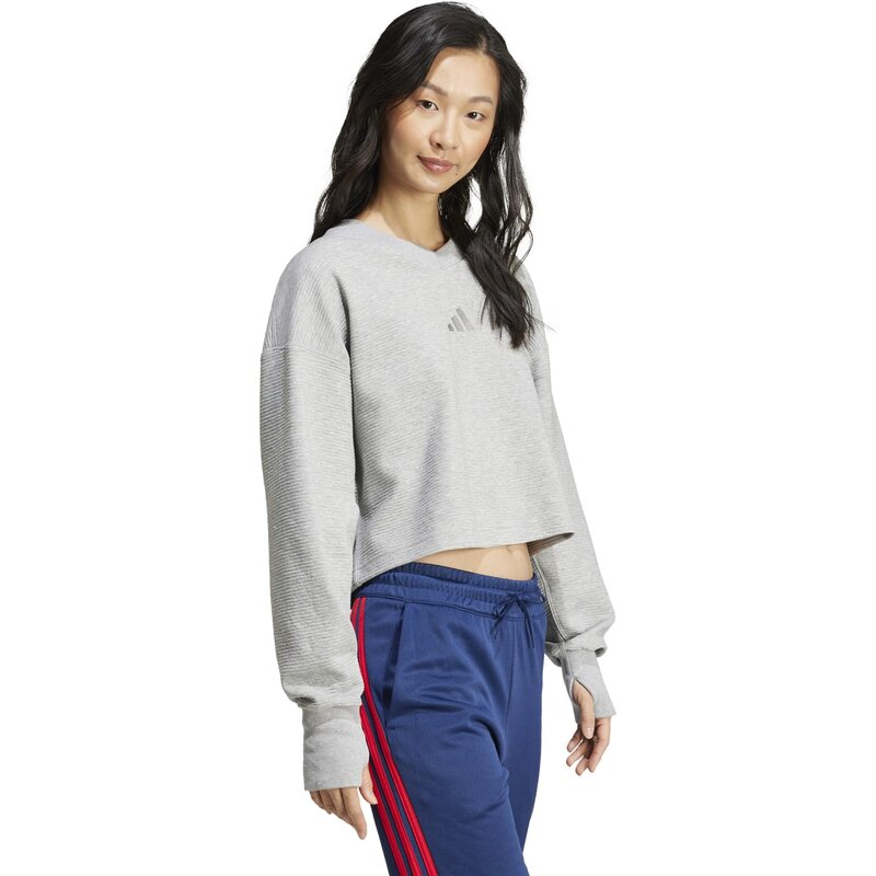 Толстовка все размеры ribbed v-neck Adidas, цвет mgreyh — фото 4