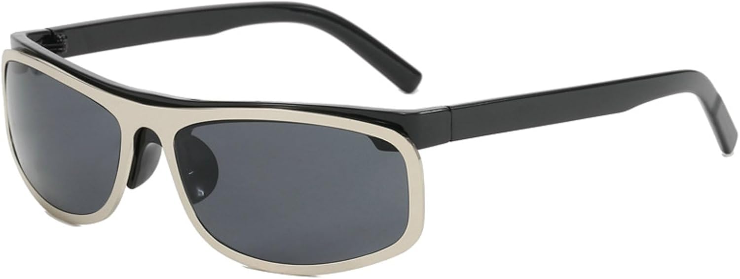 

Винтажные роскошные дизайнерские солнцезащитные очки Y2K изогнутой квадратной формы для женщин и мужчин в стиле панк, популярные металлические спортивные очки для велоспорта N45 mincl, Black