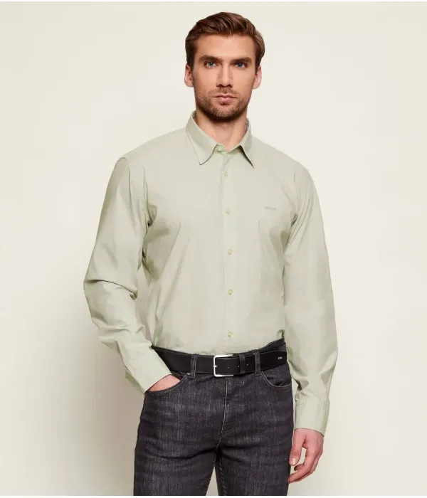 Элегантная рубашка_6_М regular fit Boss Orange, зеленый — фото 3