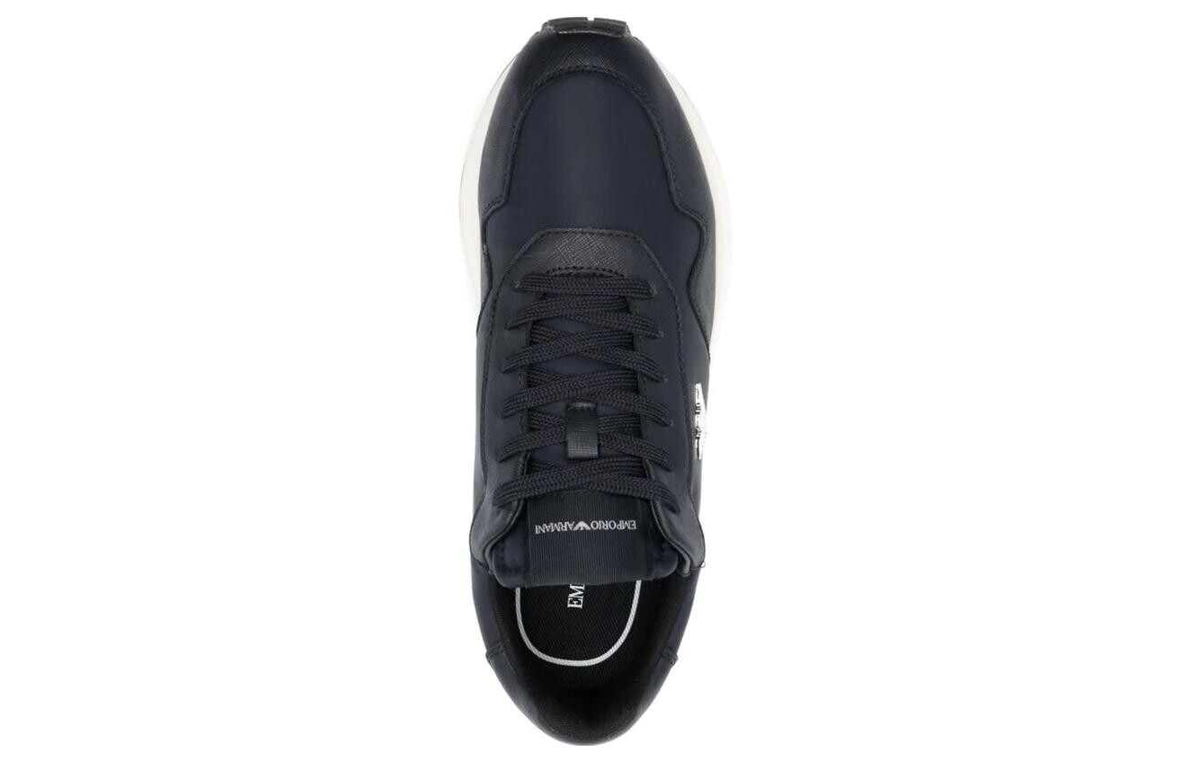 Кроссовки EMPORIO ARMANI Logo-appliqué Panelled Sneakers, синий — фото 4