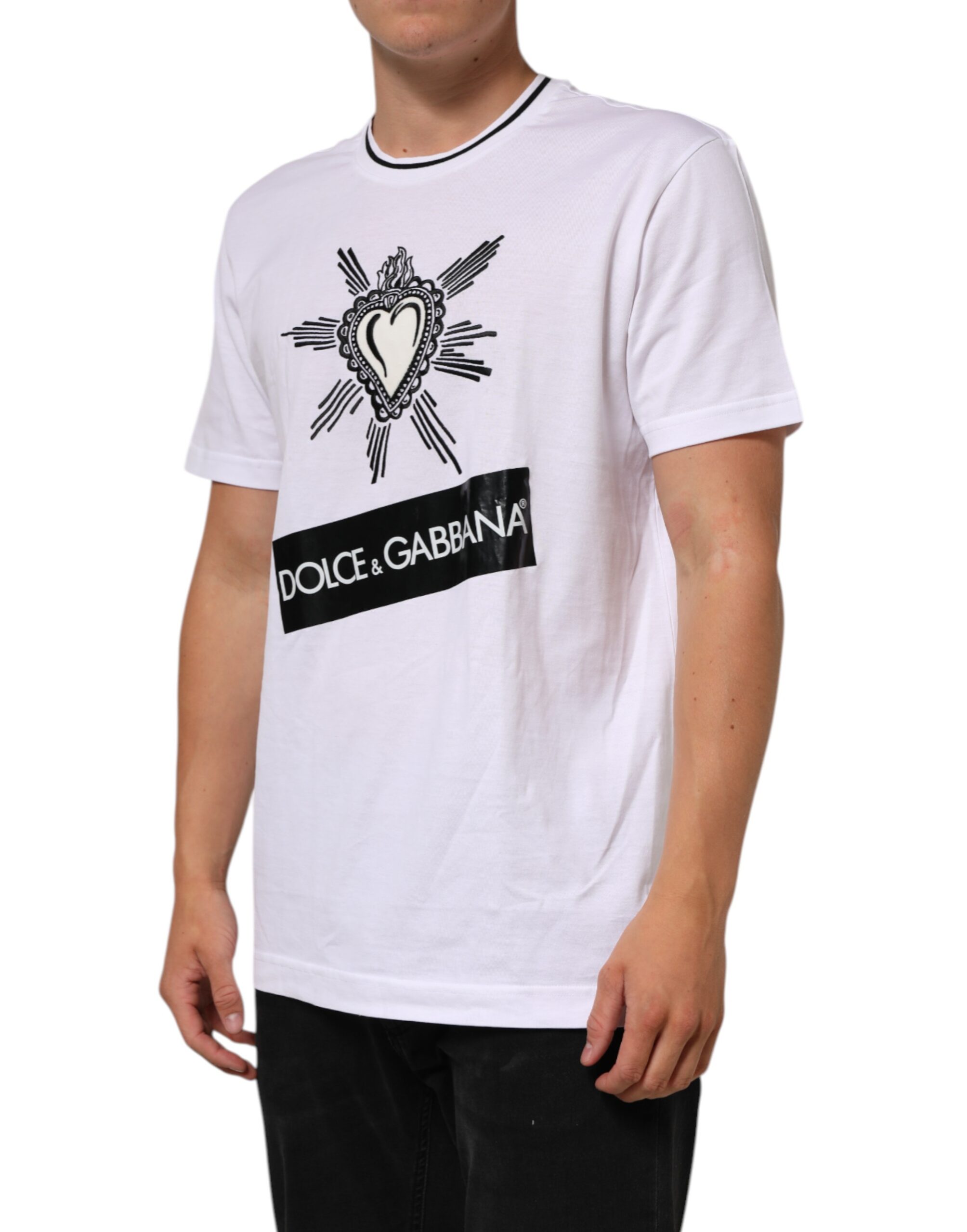 Белая мужская футболка с коротким рукавом Sacred Heart Dolce & Gabbana, белый — фото 2