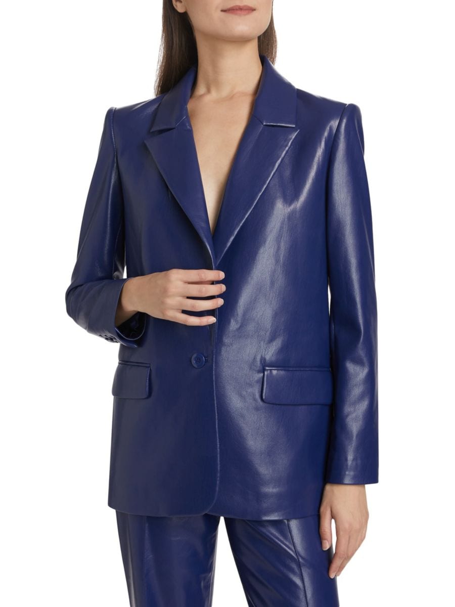 

Кожаный блейзер Denny Vegan Alice + Olivia, цвет Midnight Blue