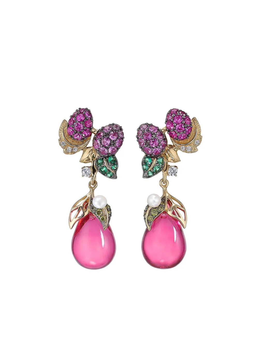 

Серьги Raspberry из желтого золота с камнями Anabela Chan, красный