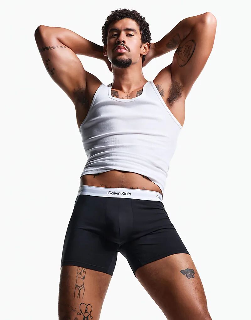 Комплект из 3 пар трусов-боксеров Calvin Klein Icon Cotton Stretch черного цвета — фото 4