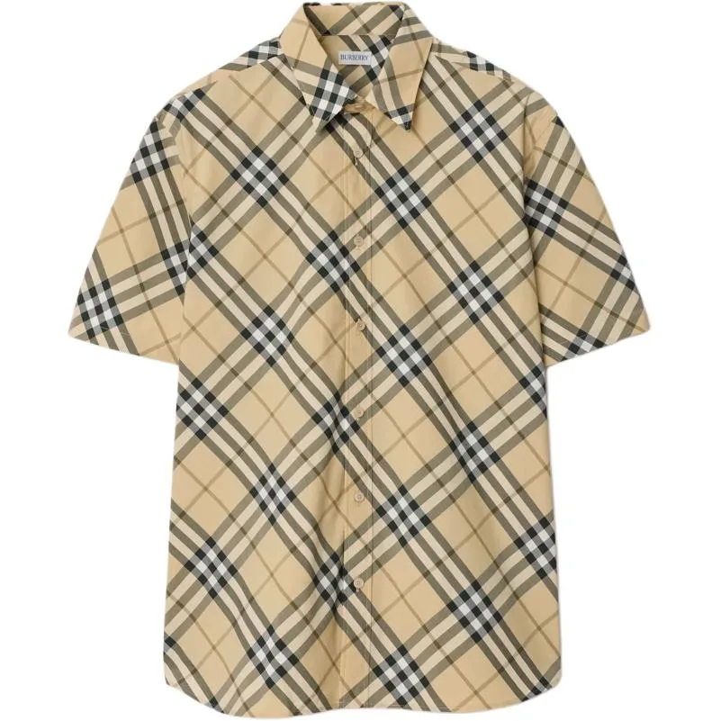 Рубашка мужская Burberry с лацканами, цвета хаки, для лета