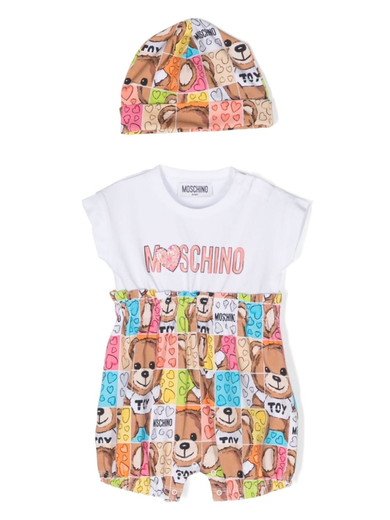 

Moschino Kids ромпер с принтом Teddy Bear, белый