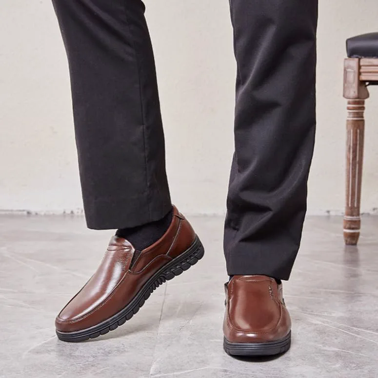 Men's Fashionable Casual Business Leather Shoes - Anti-Slip Comfortable, Suitable All Seasons, Lightweight Breathable Fusecottc, коричневый — фото 3