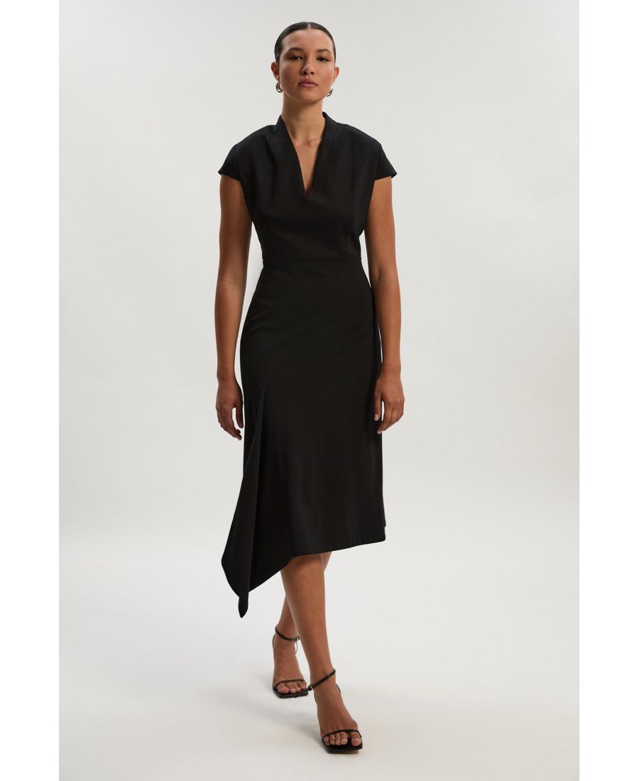 

Женское асимметричное платье миди с приталенным силуэтом спереди Karen Millen, Black