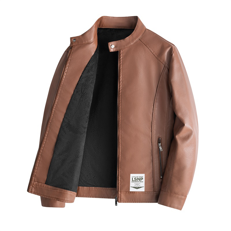 

Кожаная куртка Unisex Stand Collar Moderate LISENPOK, earth желтый