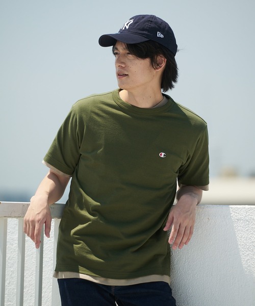 

Футболка с вышитым логотипом, 100% хлопок Champion, темно-зеленый