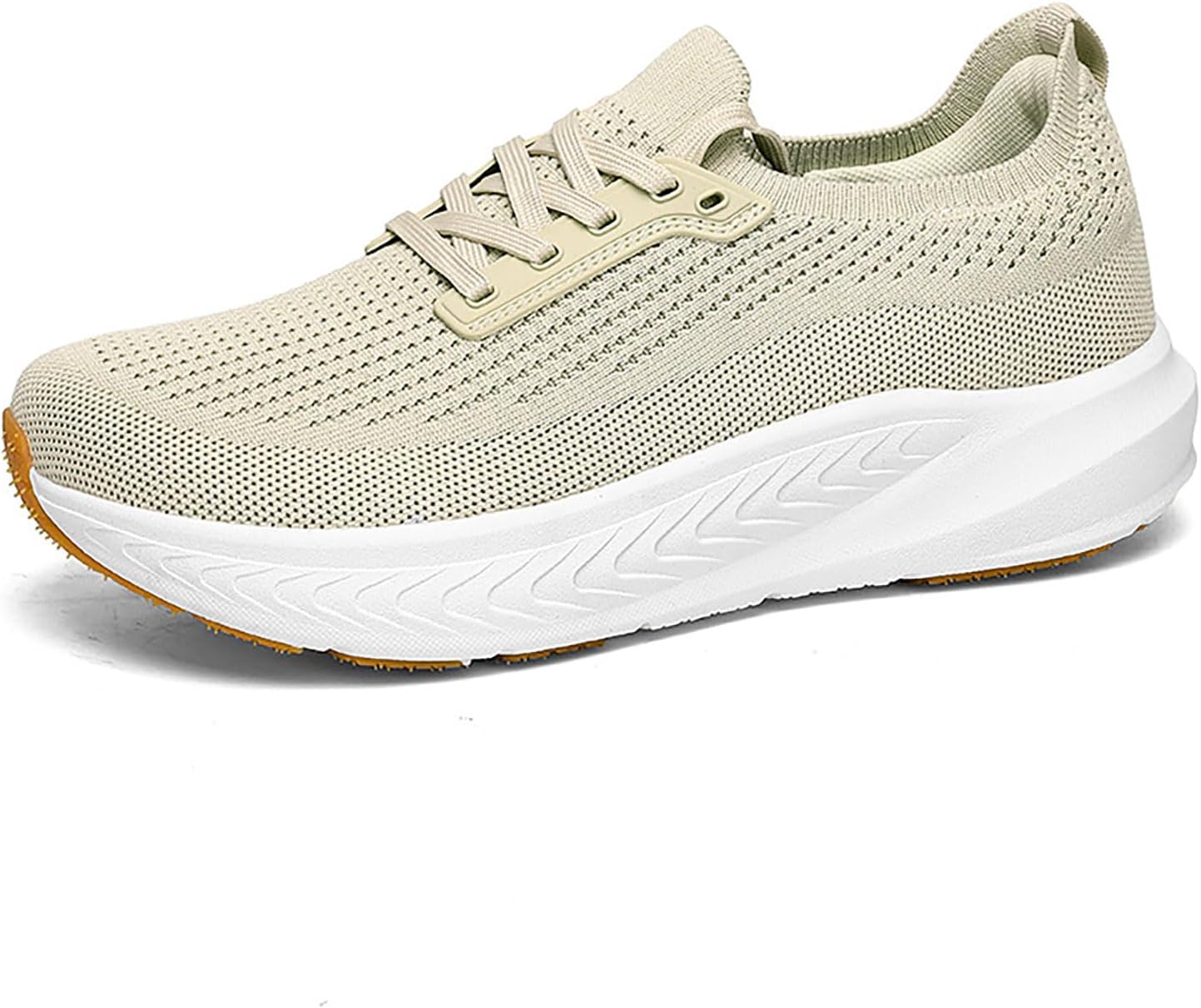 

Мужские вязаные кроссовки с поддержкой свода стопы, массивной платформой, комфортной шириной носка, сетчатые, дышащие, противоскользящие, для прогулок, тенниса, работы, вождения и на целый день Xhognls, бежевый