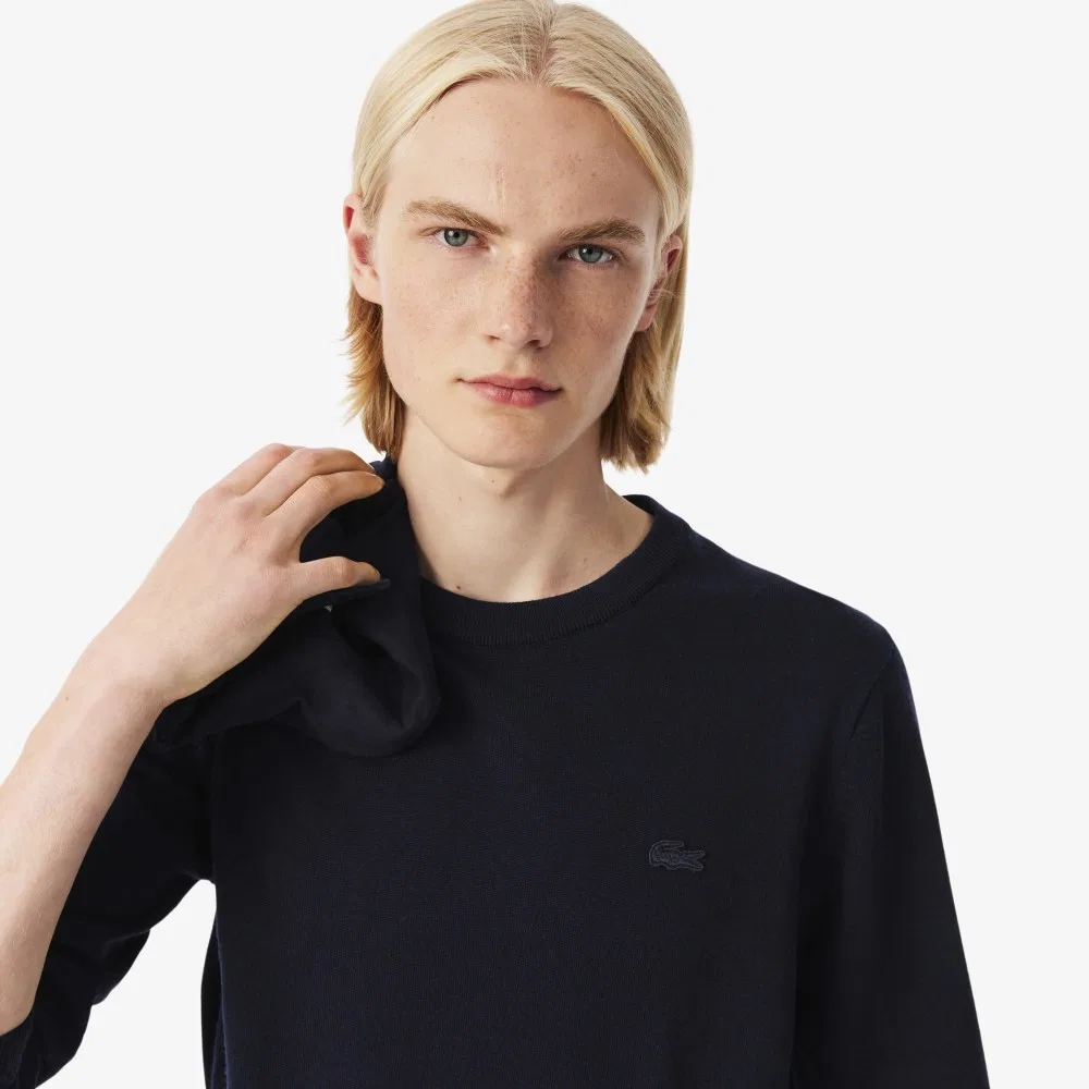 Мужской джемпер из мериносовой шерсти, тёмно-синий, от Lacoste — фото 2