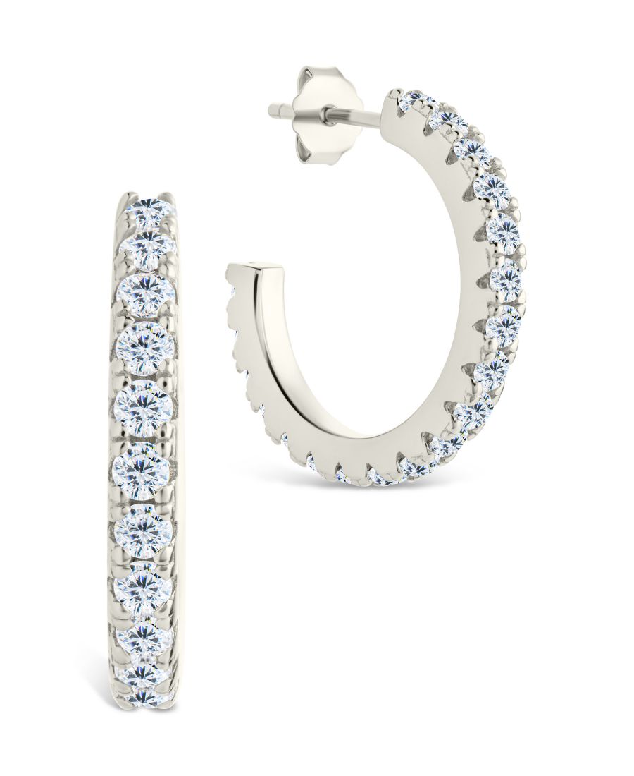 

Серьги-кольца Eleri из стерлингового серебра с фианитами - 0,75 дюйма Sterling Forever, Silver