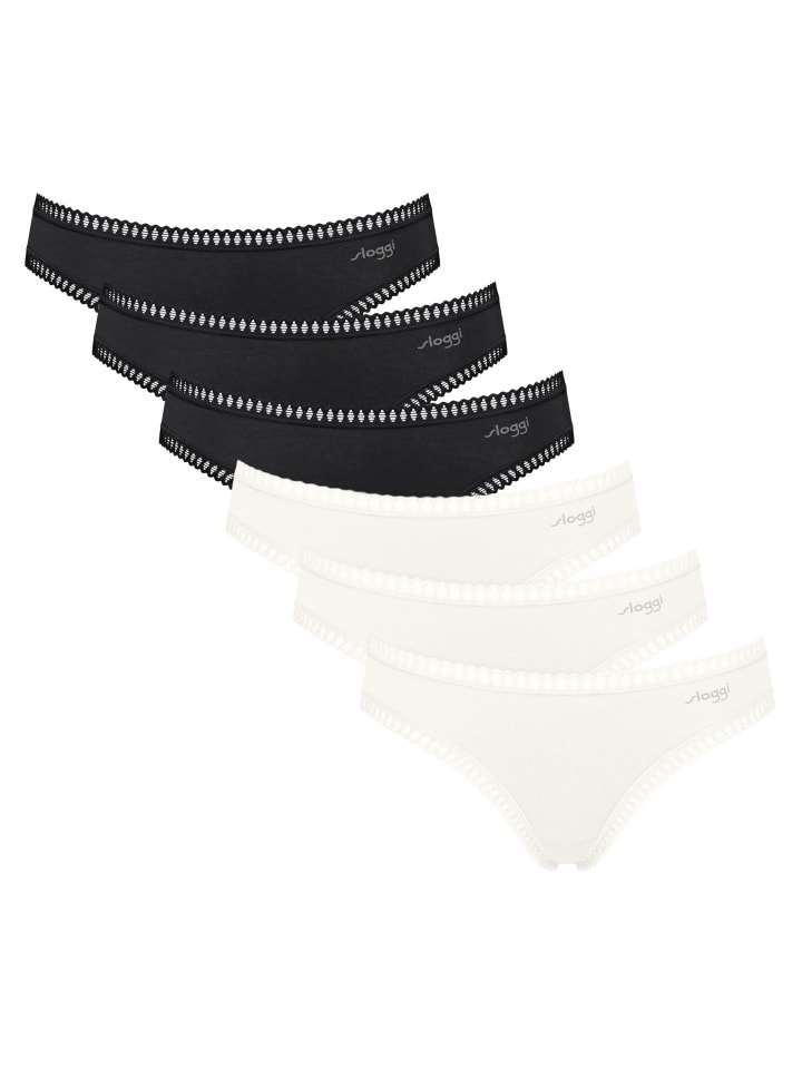 

Sloggi Трусы, упаковка из 6 штук, черно-белые