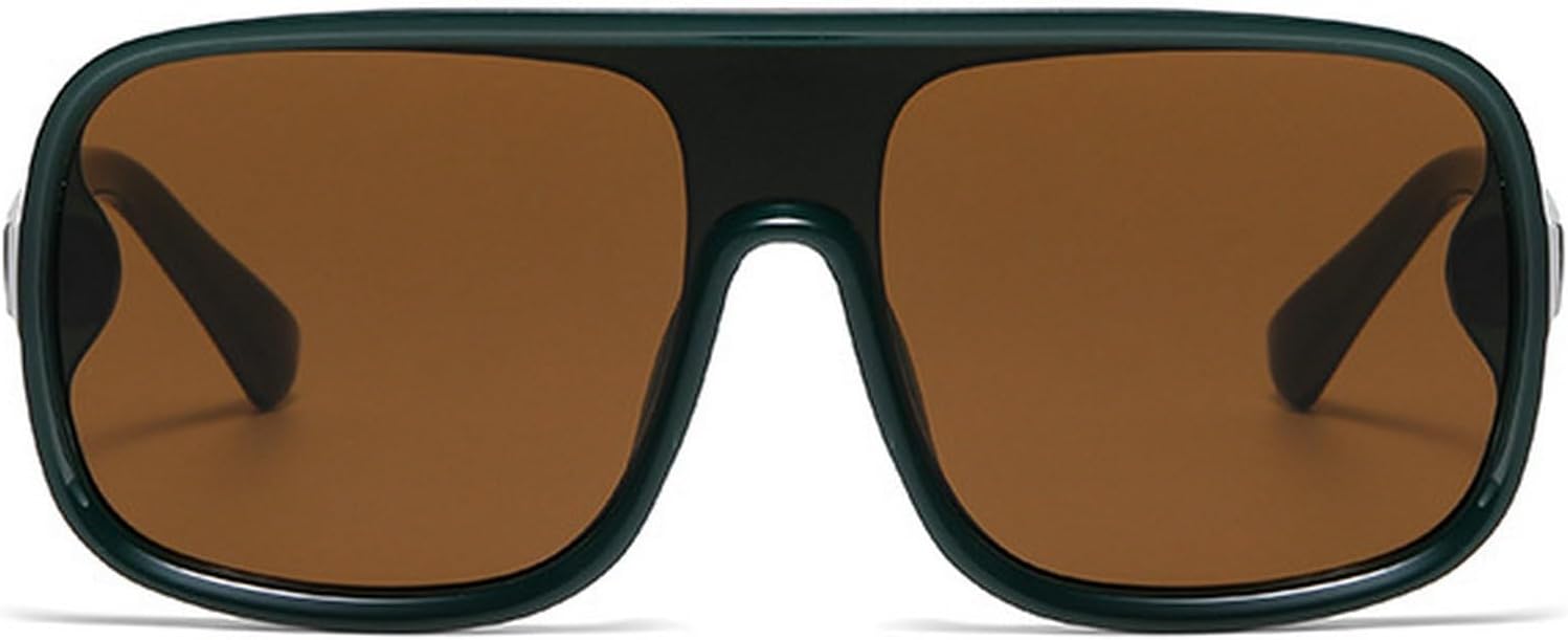 

Модные солнцезащитные очки большого размера квадратной формы для женщин, ретро-очки с заклепками, солнцезащитные очки с градиентным зеркальным покрытием и защитой от УФ-излучения UV400 для мужчин mincl, Green Brown