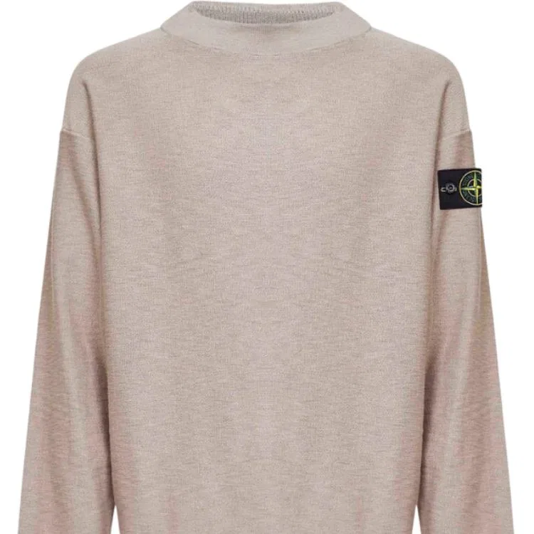 Свитер с воротником-стойкой и длинным рукавом ribbed crew-neck STONE ISLAND, Sand — фото 4
