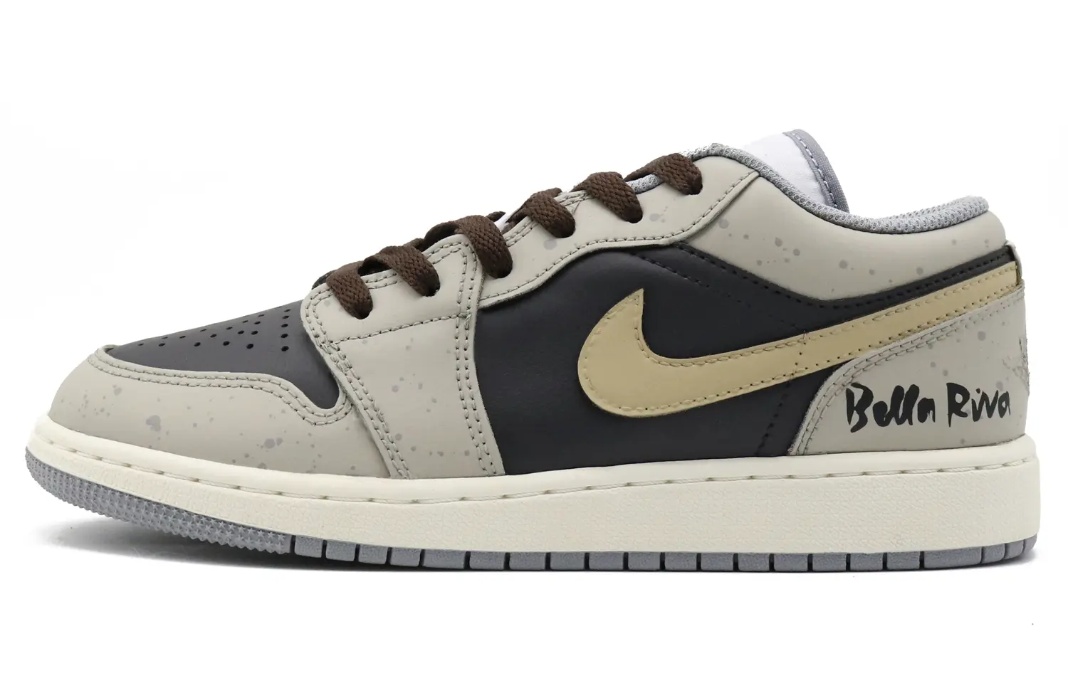 Кроссовки Air Jordan 1 Vintage Basketball Shoes Men Low-top Gray/Yellow, хаки