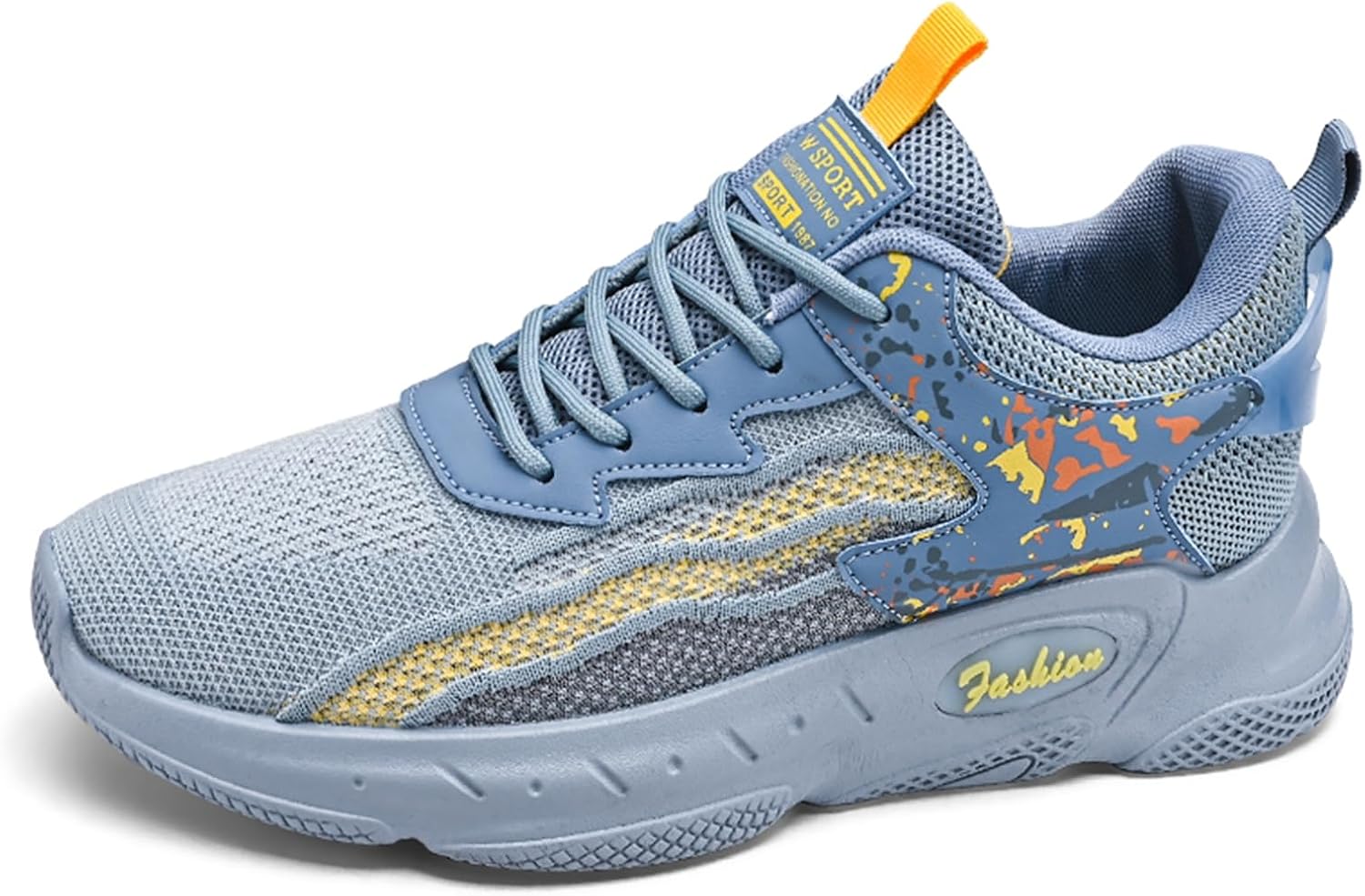 

Мужские высокие кроссовки с сетчатой дышащей верхней частью, шнуровкой, модные спортивные туфли, с противоскользящей и амортизирующей подошвой, легкие и комфортные, подходят для бега, занятий в тренажерном зале и бадминтоном Qaoterod, синий