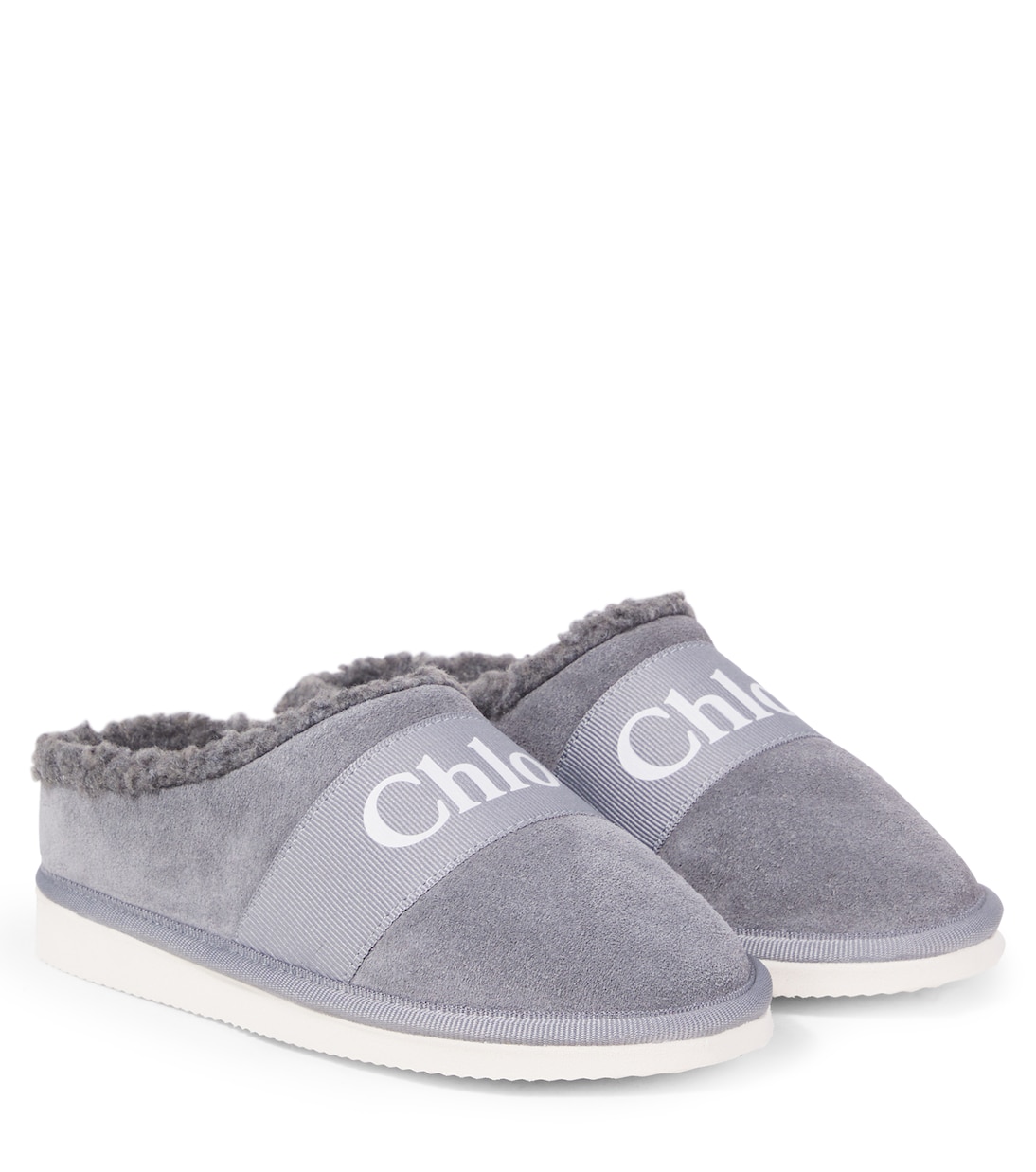 

Замшевые тапочки с логотипом Chloé Kids, Gris