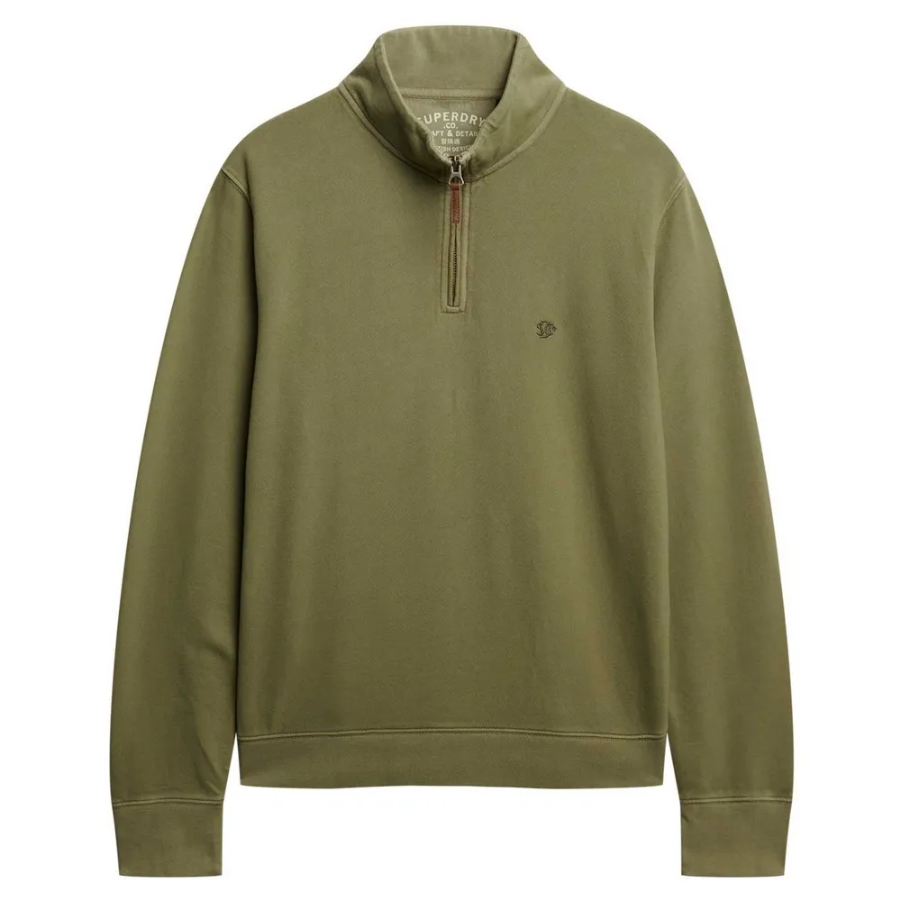 Классический свитер Superdry Essential с застежкой-молнией до середины груди, зеленый — фото 3