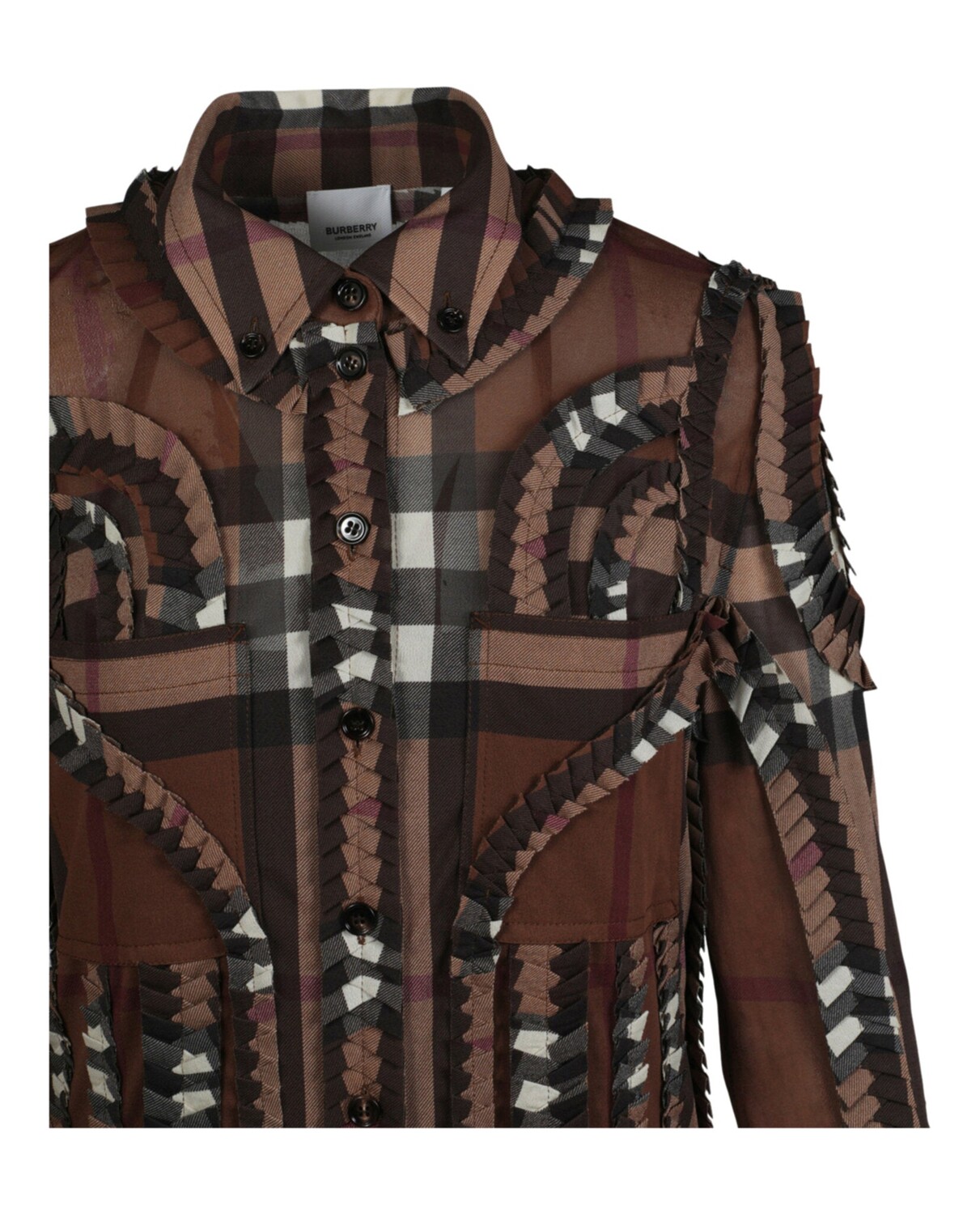 

Плиссированное платье-рубашка на пуговицах Burberry, цвет Dark Brown