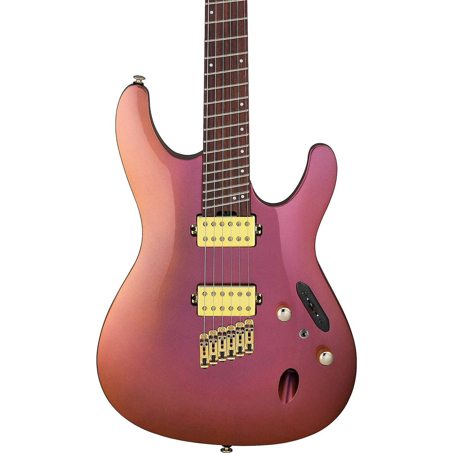 

Ibanez SML721 S Axe Design Lab Мультимензурная электрогитара Chameleon цвета розового золота