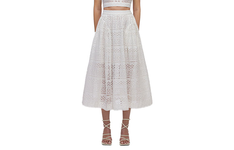 

Self-portrait Летняя юбка миди женская pure white