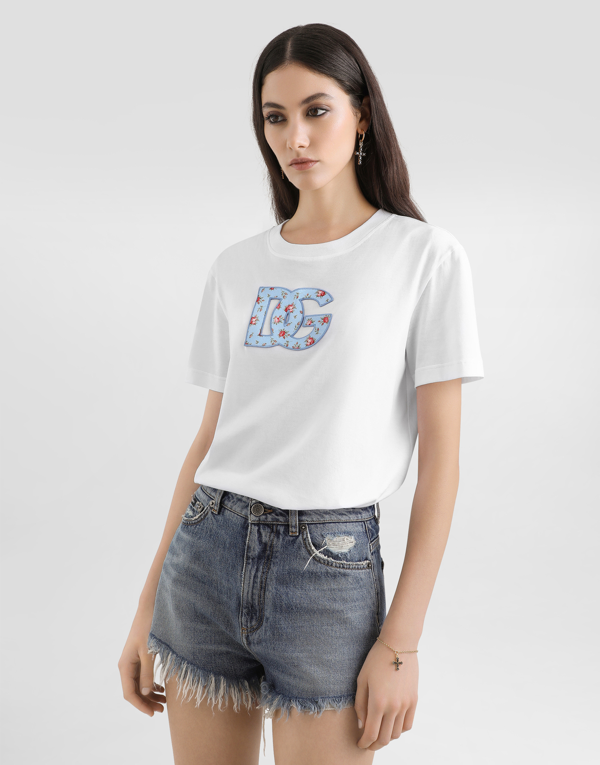 Футболка из джерси с нашивкой с принтом DG DOLCE & GABBANA, белый — фото 4
