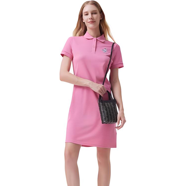 Платье LACOSTE SS24, короткий рукав, розово-красный — фото 4