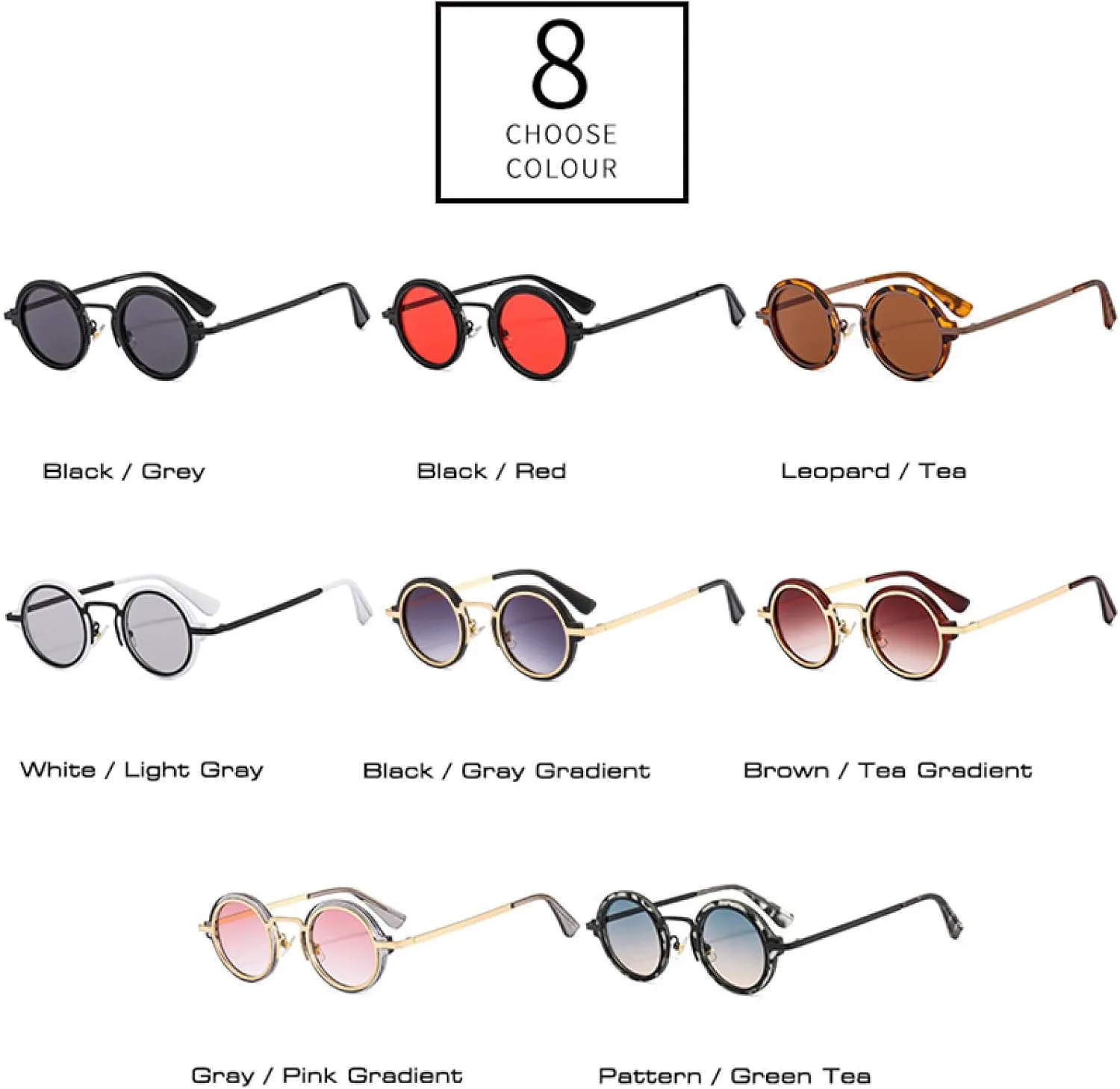 

Солнцезащитные очки с защитой UV400 | Маленькие круглые прозрачные очки с градиентным покрытием для занятий спортом на открытом воздухе и вождения DSVIGF, Black Grey