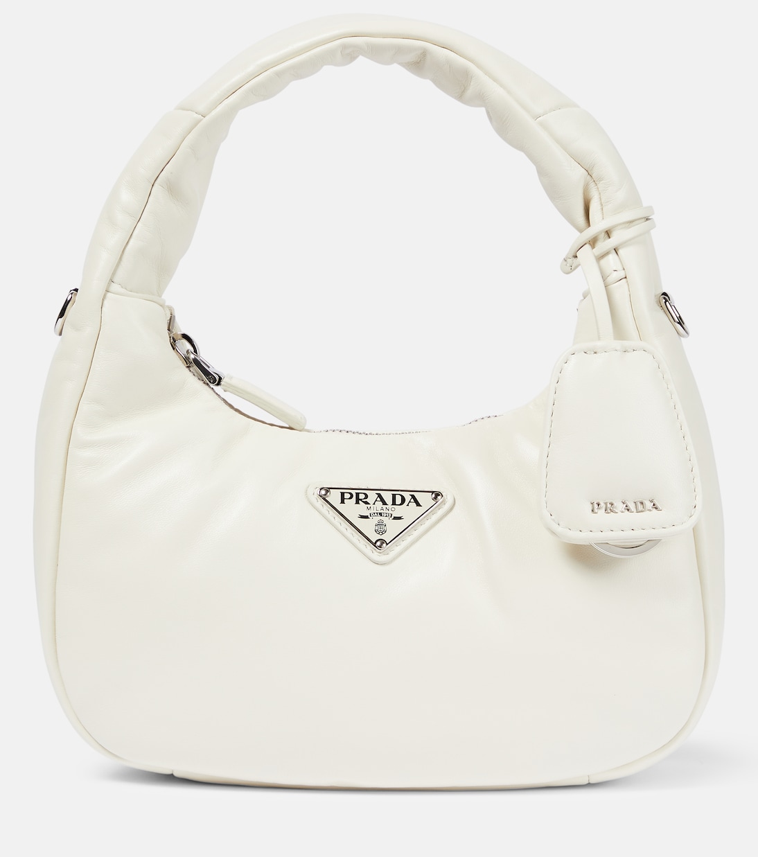

Мини-кожаная сумка-тоут Prada, белый