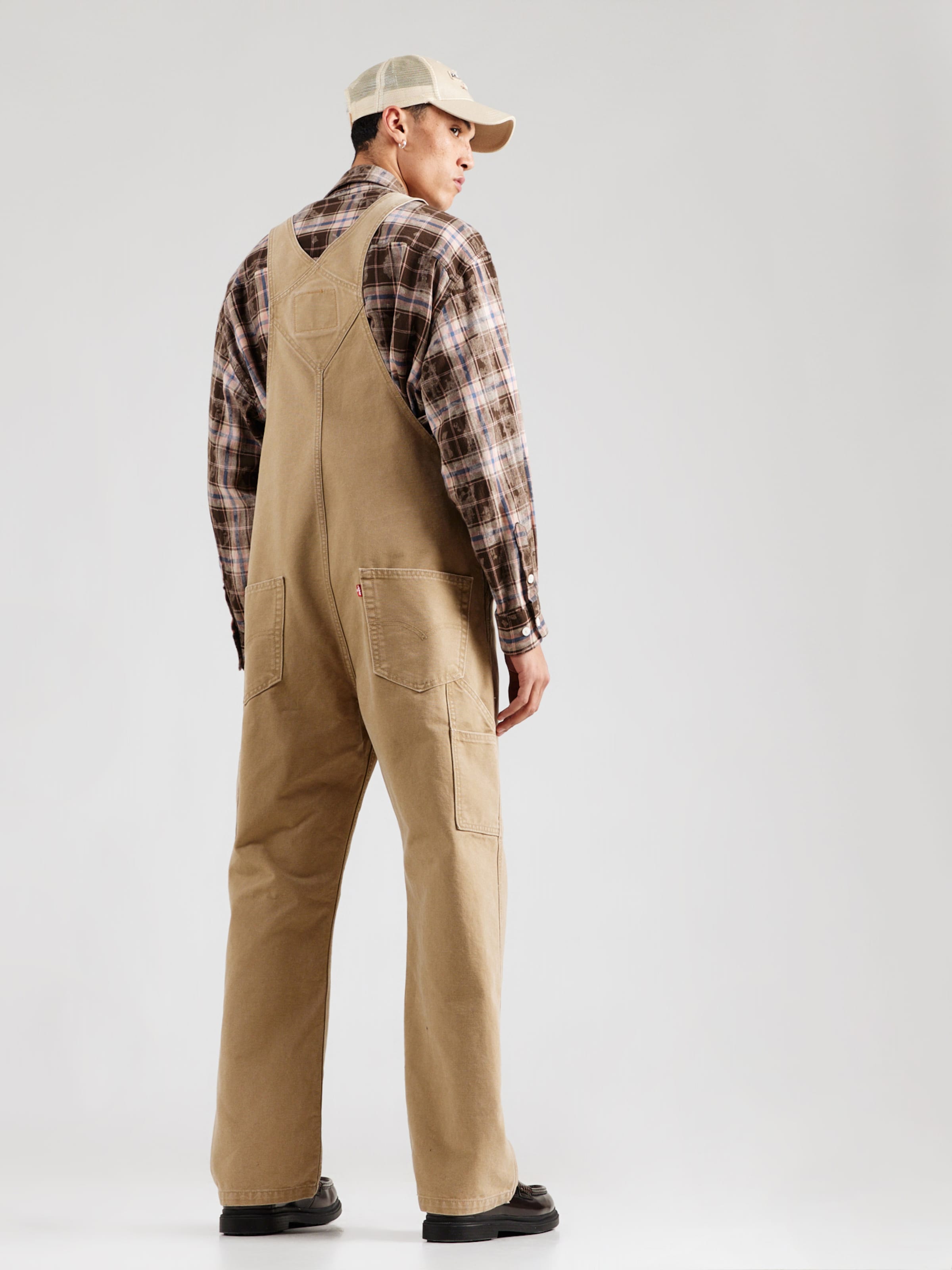 LEVI'S  Джинсовые комбинезоны с широкими штанинами 'Loose Overalls' в бежевом цвете — фото 4