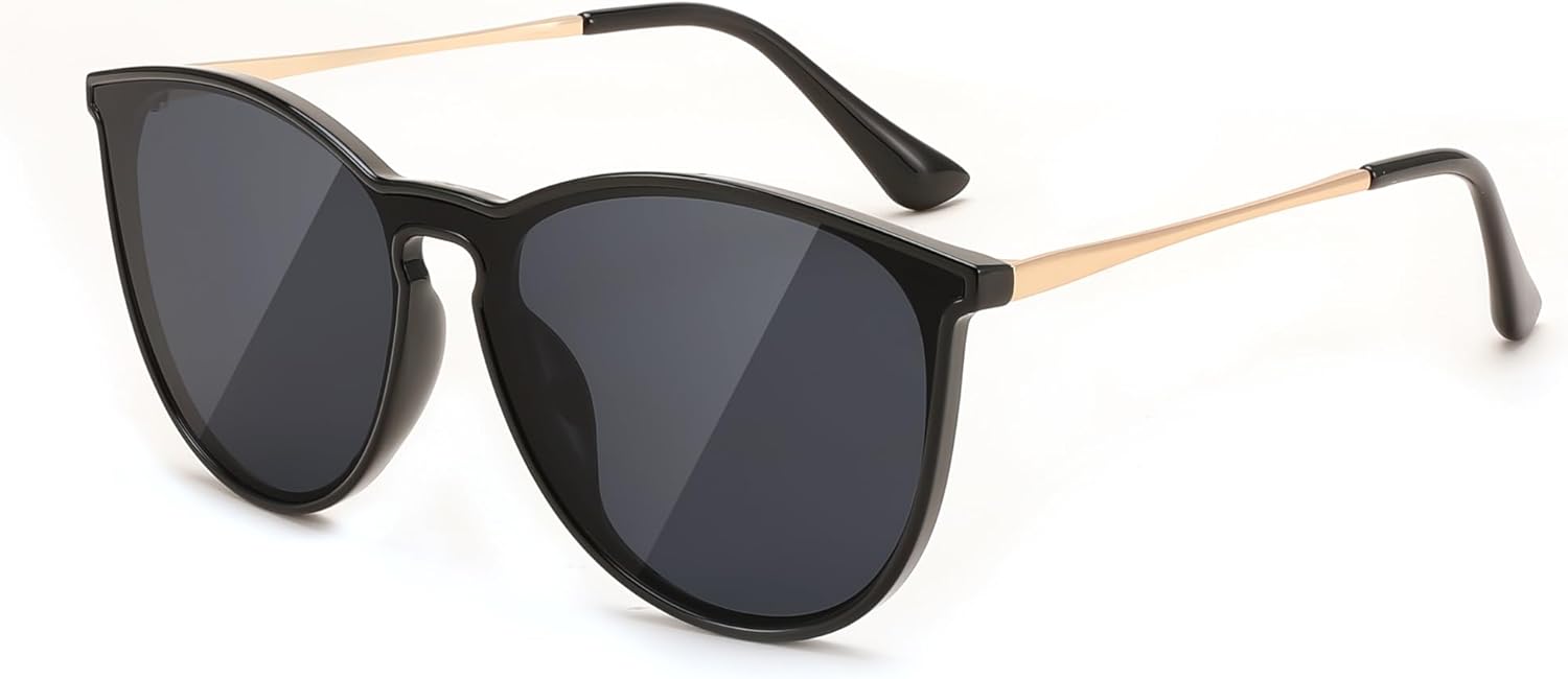 

Солнцезащитные очки FEISEDY для женщин и мужчин, ретро, ​​круглые, «кошачий глаз», дизайнерские, с зеркальными линзами и защитой от УФ-излучения, артикул B0210, Black - Grey