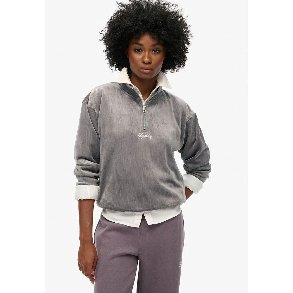 

Толстовка Superdry Country Club Velour half zip, серый
