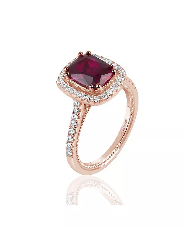 

Помолвочное кольцо Suzy Levian из стерлингового серебра с удлиненным кубическим цирконием огранки «кушон» Suzy Levian New York, red