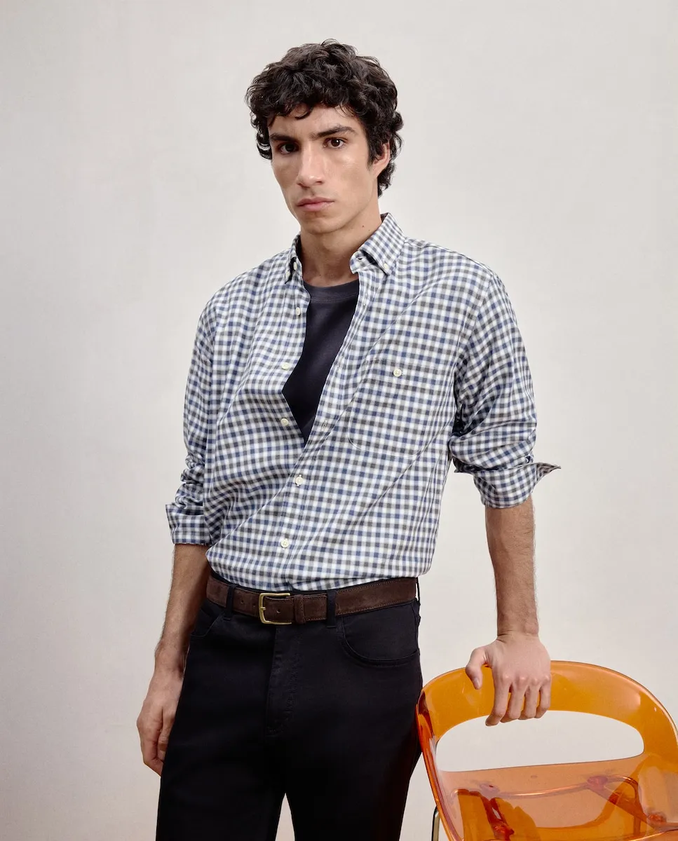 

Рубашка спортивная из твила в клетку виши двухцветная Dustin