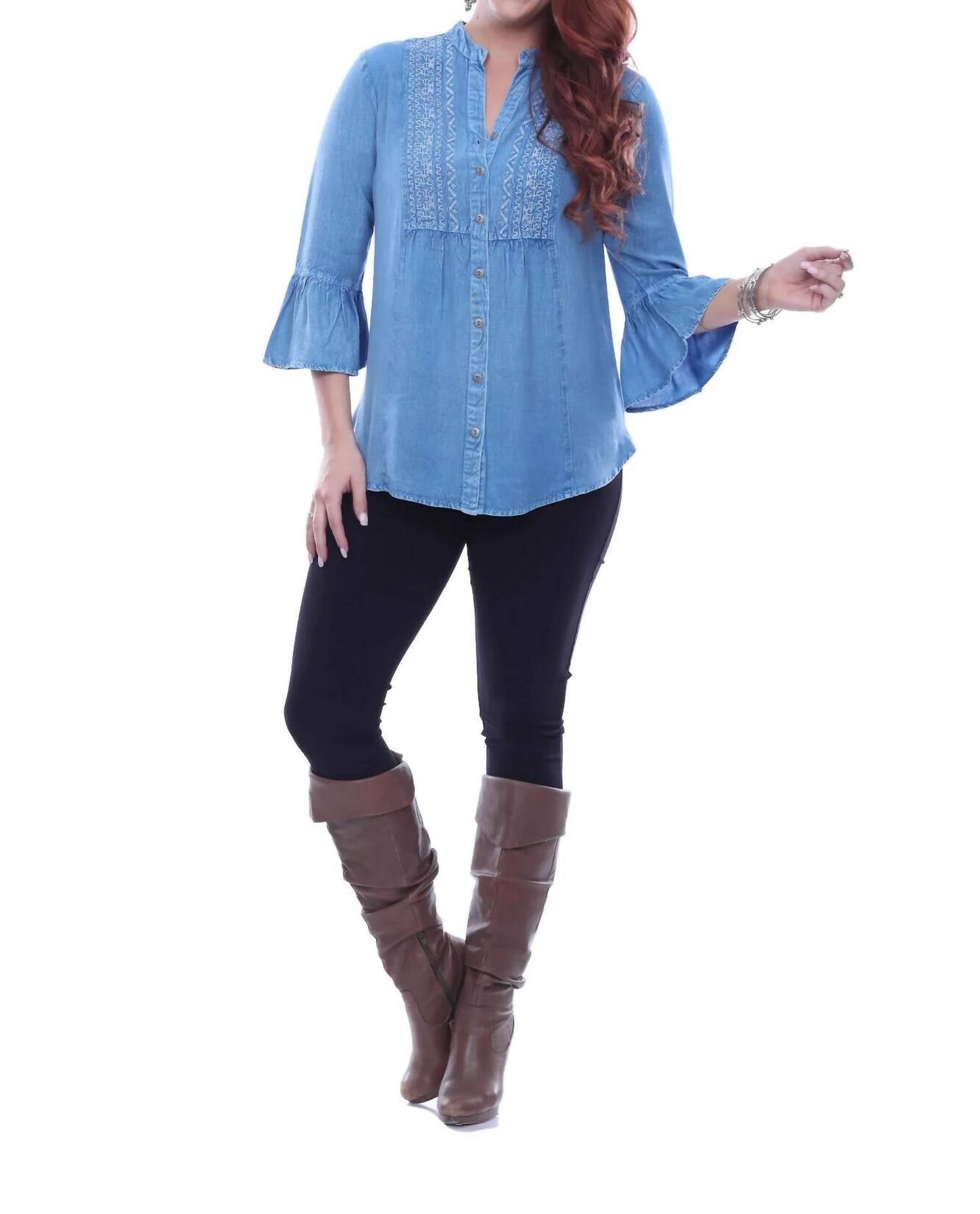 

Вышитый топ в крестьянском стиле Asha синего цвета Parsley & Sage