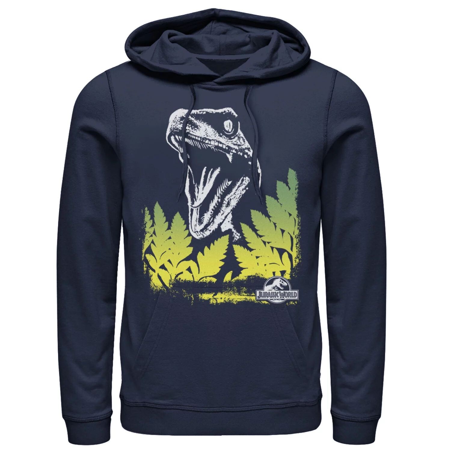 

Мужской пуловер с капюшоном и рисунком Jurassic World Raptor Roaring Behind Busches Licensed Character, синий