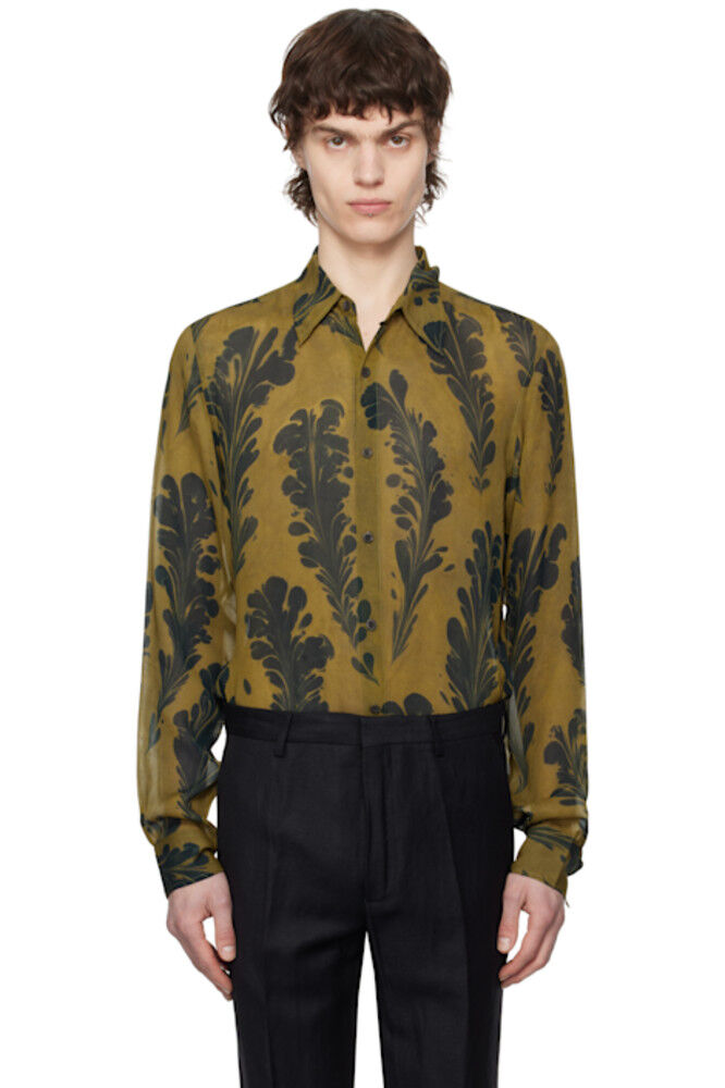 

Рубашка облегающего кроя цвета загара Dries Van Noten