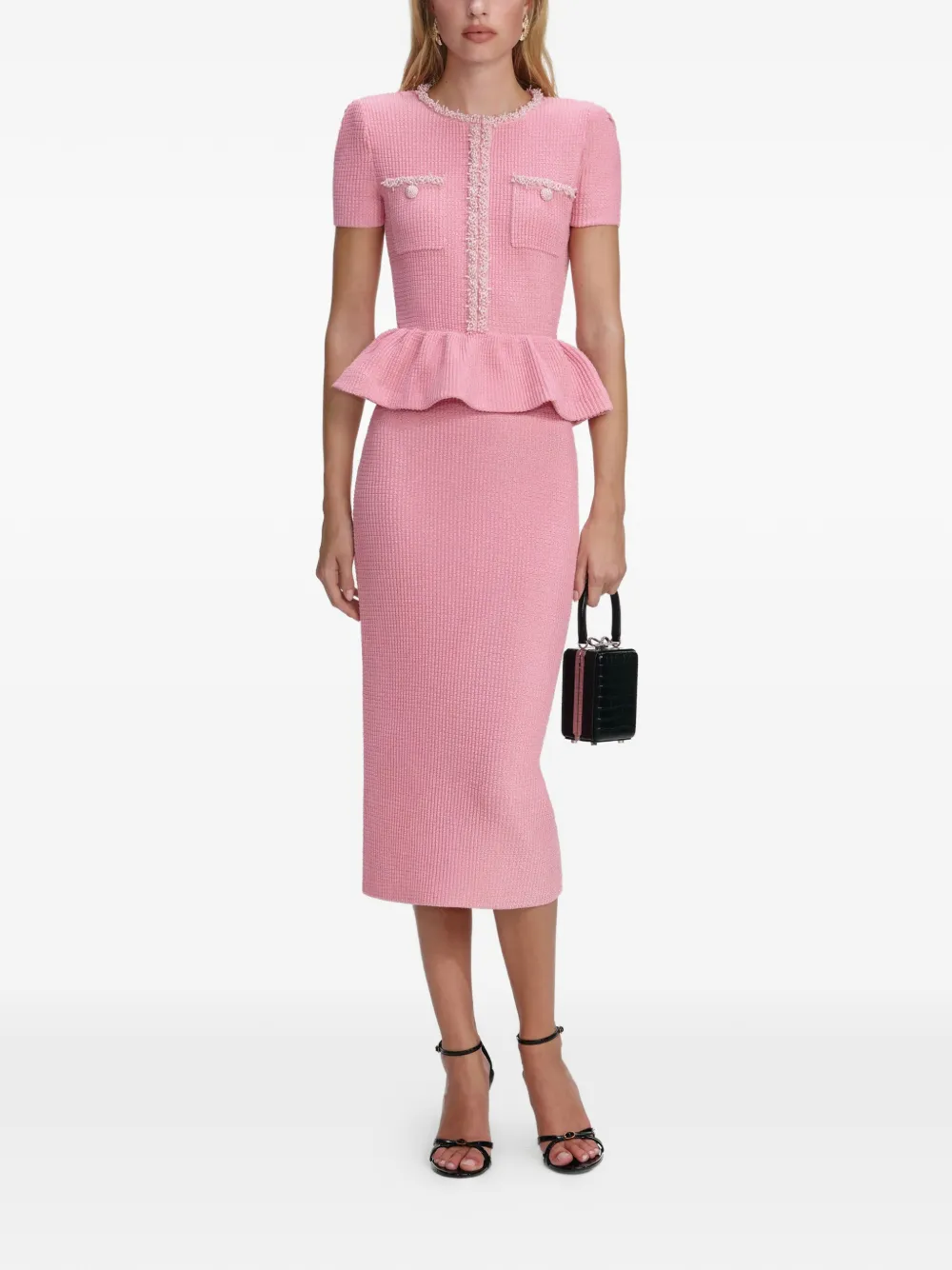 

Декорированное платье миди Self-Portrait, розовый