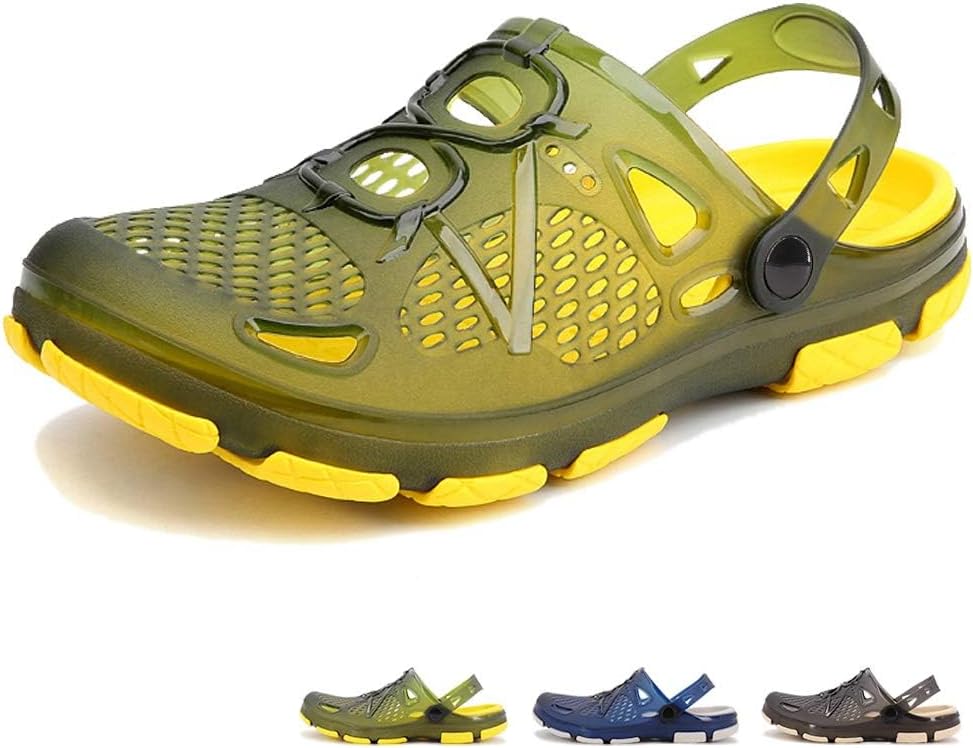 

Кроксы Beister Mens с нескользящей подошвой и регулируемым ремешком, легкие шлепанцы для сада, кухни, улицы, пляжа, двора, бассейна и душа, летние сандалии-тапочки, желтый