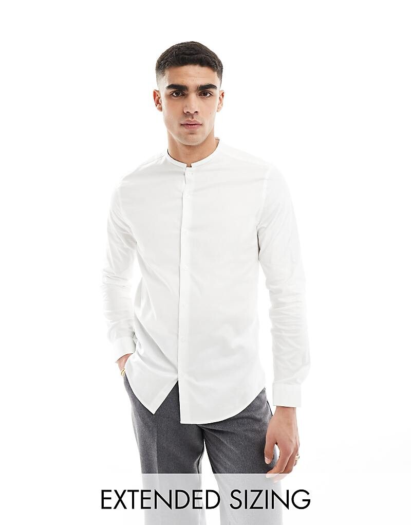 

Белая рубашка с дедушкиным воротником ASOS DESIGN