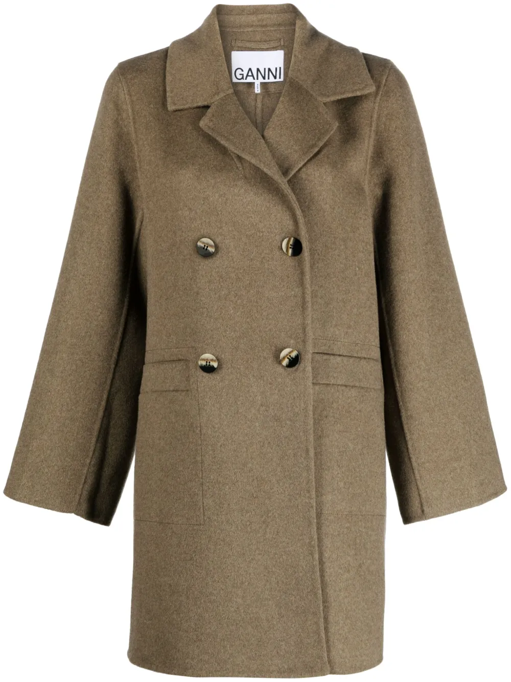 

Двубортное пальто Ganni, коричневый